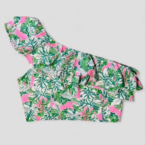 Lilly Pulitzer Kasida 2 Piece Crop top Skirt Just Wing It Botanical Size 0 - Picture 4 of 14